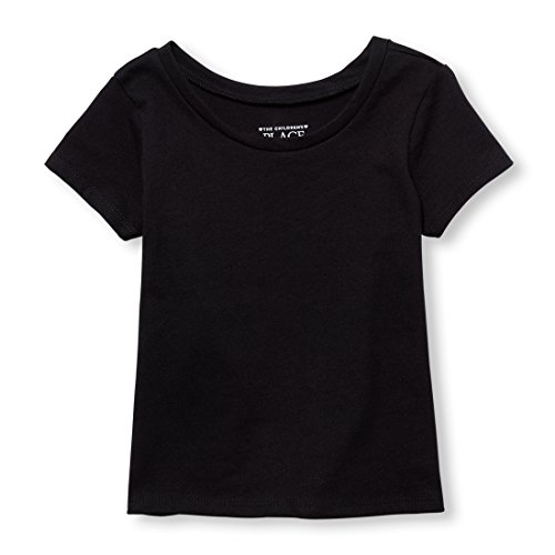 The Children's Place Baby Girls And Toddler Basic Short Sleeve Layering Tees Shirt, Black Single, 5T US
