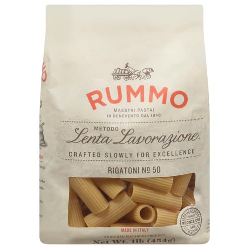 Rummo Rigatoni Pasta N.50 - Rigatoni Pasta Noodles, Italian Tube Pasta, Bronze Cut Pasta, Dry Pasta, Durum Wheat Pasta - 12 Ounce (Pack of 1)