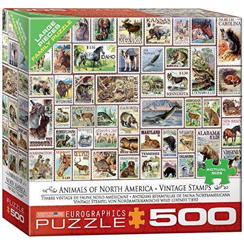 Eurographics Eurhr North American Wildlife Vintage Stamps 500piece Puzzle 500piece Jigsaw Puzzle Pricepulse