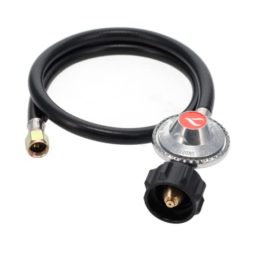 GasOne Propane Regulator 3 Feet Universal QCC1 Grill Replacement with 36 inches hose for Most LP Gas Grill, Heater and Fire Pit Table, 3/8" Female Flare Nut