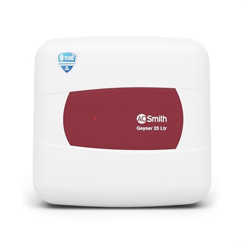 AO Smith Geyser 25 Litre 5 Star Rating (BEE) | Powerful 2KW Heating | Storage Water Heater With 2X Corrosion Resistant Blue Diamond Glass Tank | Warra