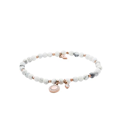 (-32%) Fossil Armband Für Frauen Wellness, Innenlänge:165mm Weißes Halbedelsteinarmband, JA6934791