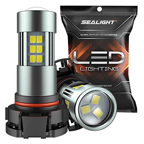 SEALIGHT 5202 LED Fog Light Bulbs, 6000K Xenon White, 27 SMD Chips DRL Bulbs, 5202 5201 PS19W PS24W LED Fog Light, Pack of 2