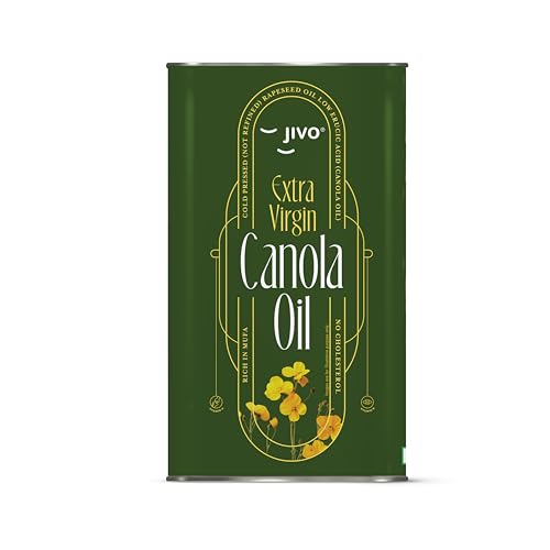 JIVO Extra Virgin Canola Edible Oil 3 Litres | Vitamin A & D Fortified Cooking Oil | Canada Imported MUFA-Rich Oil | Ideal for Roasting, Frying, Bakin