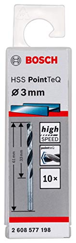 (-10%) Bosch Professional 10 Stück HSS Spiralbohrer PointTeQ (für Metall, 3 x 33 x 61 mm, Zubehör Bohrschrauber)