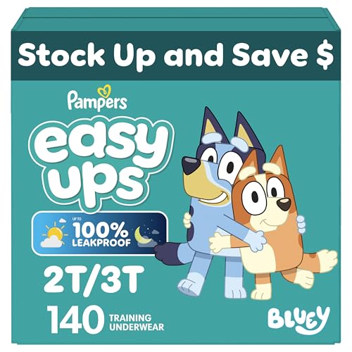 Pampers Training Pants - Easy Ups Boys & Girls Bluey - Size 2T-3T, 140 Count, Children's Potty Underwear (Packaging May Vary)