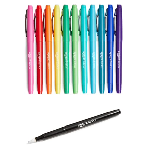 Amazon Basics Felt-Tip Marker Pens, Assorted 12-Pack