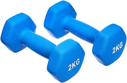 Amazon Basics Neoprene Dumbbell Pair, 2 kg, Blue
