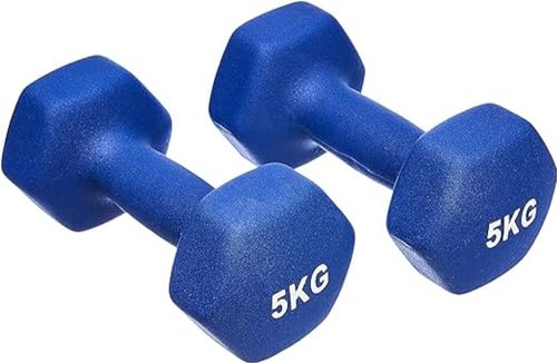 Amazon Basics Neoprene Dumbbell Pair, 10kg (5 kg x 2 count), Blue