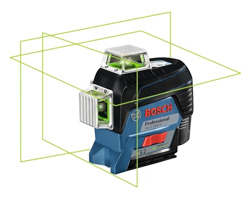 BOSCH GLL3-330CG 200 Ft 12V Max Connected 360 Degree Green-Beam Laser, Includes 2.0 Ah 12V Max Lithium-Ion Battery & Charger, AA1 Alkaline Battery Adapter, Hard Carrying Case, & Accessories