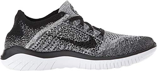 Nike Womens Free RN Flyknit 2018 Running Athletic, White/Black, 7.5