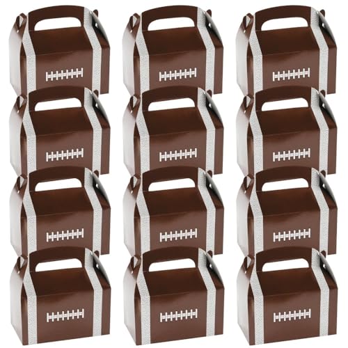 Fun Express Football Shaped Treat Boxes for Birthday and Sports Party Supplies - 12 Pieces