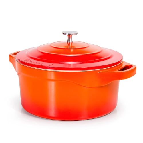 LE COOK Panela Caçarola 32cm Cerâmica Antiaderente Premium Laranja 10,3L, Alumínio de Alta Densidade Compatível com Indução e Forno Design Gourmet