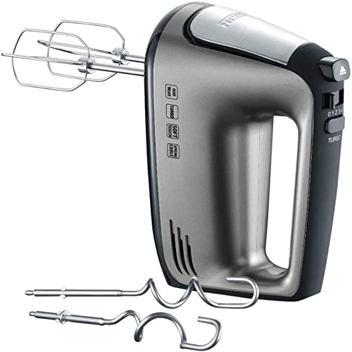 (-47%) SEVERIN Handmixer, Handrührgerät mit 5 Geschwindigkeitsstufen, praktischer Handrührer mit 2 Edelstahl-Rührbesen und -Knethaken, 400 W, grau-metallic-schwarz / Edelstahl, HM 3832