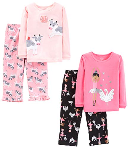 Simple Joys by Carter's Toddler Girl's 4-Piece Pajama Set Sleepwear, ballerina/Cows, 3T