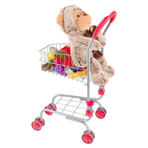 Pretend Play Shopping Cart- Toy Grocery Cart with Pivoting Front Wheels and Folds for Easy Storage for Kids, Boys and Girls by Hey! Play!