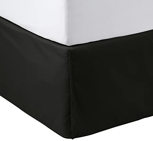 Amazon Basics Lightweight Pleated Bed Skirt, Queen, Black, Solid