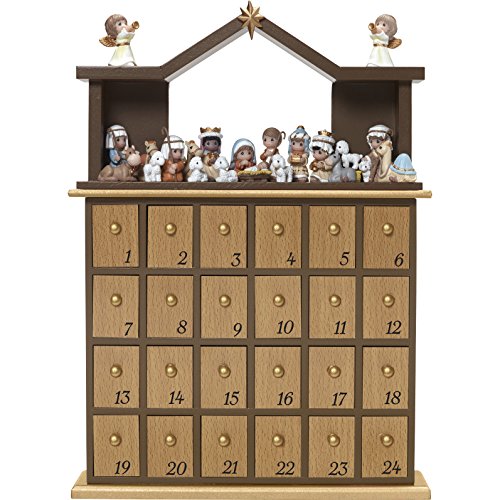 Precious Moments"" O Come Let Us Adore Him Nativity Advent Calendar -27 Pieces, Multicolor, Brown, 13.5"" h x 10"" w x 2.5"" d (181402)