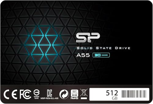 SP 512GB SSD 3D NAND A55 SLC Cache Performance Boost SATA III 2.5" 7mm (0.28") Internal Solid State Drive (SP512GBSS3A55S25)