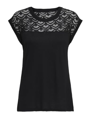 🔥 STARKER PREIS (-50%) ONLY Damen Regular Fit T-Shirt onlNICOLE S/S Mix TOP NOOS 15151008, Einfarbig, Gr. 38 (Herstellergröße: M), Schwarz (Black)