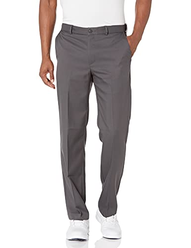 PGA TOUR Men's Flat Front Golf Pant with Expandable Waistband, Asphalt, 42W x 30L