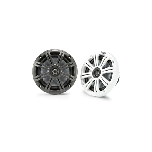 KICKER KM65 6.5-Inch (165mm) Marine Coaxial Speakers with 3/4-Inch (20mm) Tweeters, 4-Ohm, Charcoal and White Grilles