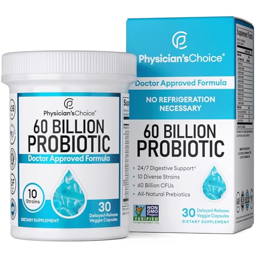 Physician's Choice Probiotics 60 Billion CFU - 10 Strains + Organic Prebiotics - Immune, Digestive & Gut Health - Supports Occasional Constipation, Diarrhea, Gas & Bloating - for Women & Men - 30ct