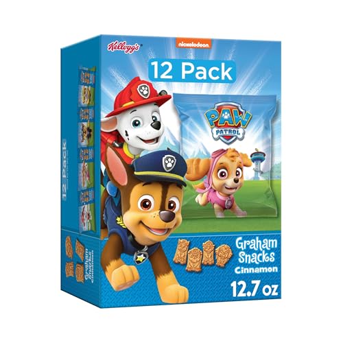 Kellogg's PAW Patrol Graham Snacks, Kids Snacks, Whole Grain, Cinnamon, 12.7oz Box (12 Pouches)