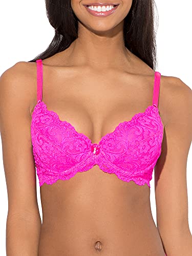 Smart & Sexy Women's Signature Lace Push-up Bra, Medium Pink, 34D