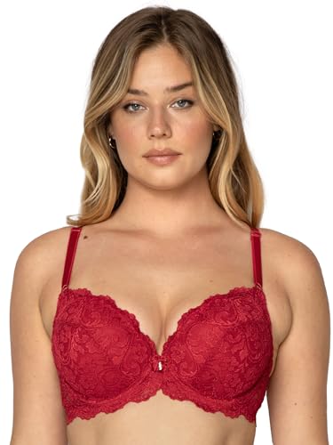 Smart & Sexy Womens Signature Lace Push-up Bra, No No Red, 36C