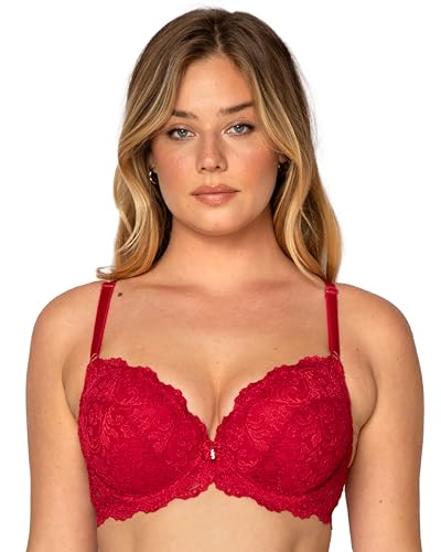 Smart & Sexy Womens Signature Lace Push-up Bra, No No Red, 32A