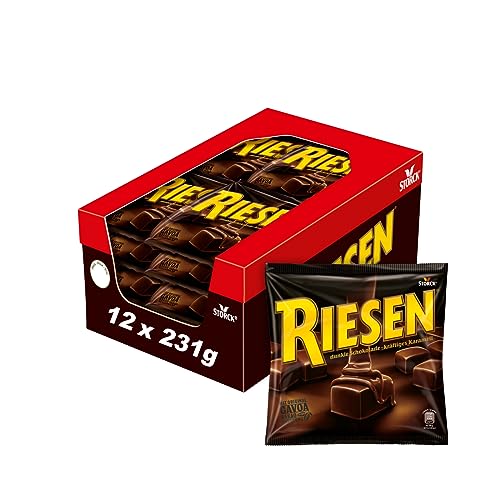 (-36%) RIESEN – 12 x 231 g – Schokokaramell Kaubonbons in kräftiger, dunkler Schokolade – Schokoladen-Bonbons einzeln verpackt