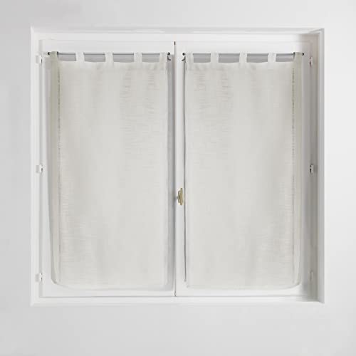 Douceur d'Intérieur Haltona Pair of Straight Loops Linen Effect Haltona Weave Polyester, Natural, 160 x 60 cm