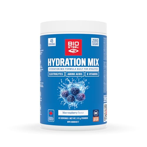 BioSteel Zero Sugar Hydration Mix, Great Tasting Hydration with 5 Essential Electrolytes, Blue Raspberry, 45 Servings per Tub