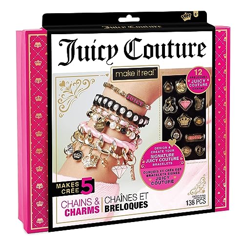 Make It Real: Juicy Coture Chains & Charms, DIY Bracelet Kit, Includes 12 Juicy Coture Charms, Makes Up to 5 Bracelets, Helps Young Girls Develop Fine Motor & Visual Skills, for Ages 8 and up