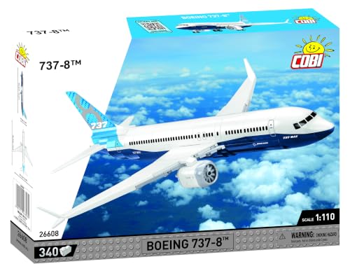 Avio Comercial Boeing 737-8 MAX - Blocos de Montar 340 peas - COBI | Aviões, veículos de brinquedo, conjunto de construção, modelo em escala 1:110, aeronave Boeing 737-8
