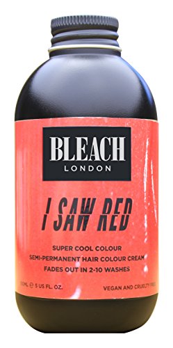 Bleach London I Saw Red Color, Vibrant Bright Red Semi-Permanent Hair Color Cream, 5.07 fl Oz, Vegan, Cruelty Free, Suitable for Bleached Blonde Hair