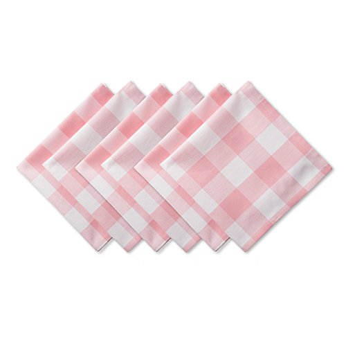 DII Buffalo Check Collection Placemat in Classic Farmhouse Design, Cotton, Pink/White, Napkin Set, 20 x 20, 6