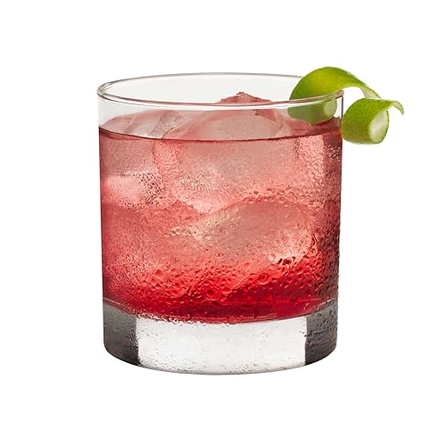 Libbey 917CD Heavy Base Rocks Glasses Set of 12, Rocks Glass Cups with Simple Lines, Elegant Old Fashioned Glass Set for