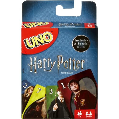Mattel Games UNO Harry Potter Card Game for Kids, Adults & Parties, Collectible Deck Based on Popular Series for 2 to 10 Players