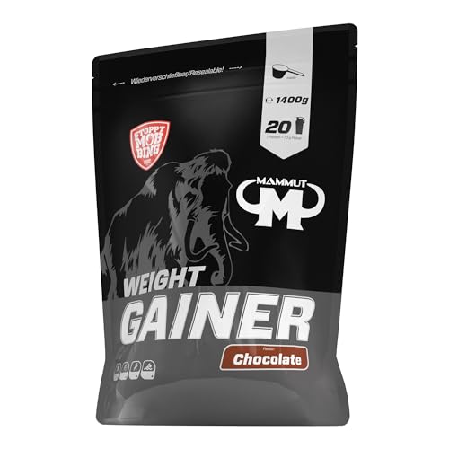 (-31%) Mammut Nutrition Crash Weight Gainer Pulver Chocolate – 1400 g – 518 kcal/Shake für Gewichtszunahme – 80% Kohlenhydrate – 4-Komponenten Protein – Ideal für Ausdauer- und Leistungssportler