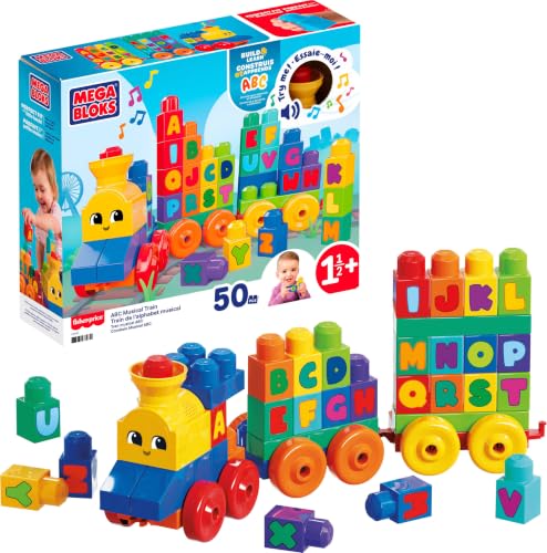 MEGA BLOKS ABC Musical Train Building Set, 50 Pieces