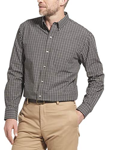 Arrow Men's Long Sleeve Plaid Hamilton Shirt Shirt, -black plaid, Medium