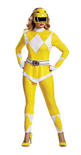 Disguise Women's Yellow Costume | Adult Mighty Morphin Power Ranger Cosplay Suit Outfit, L (12-14)
