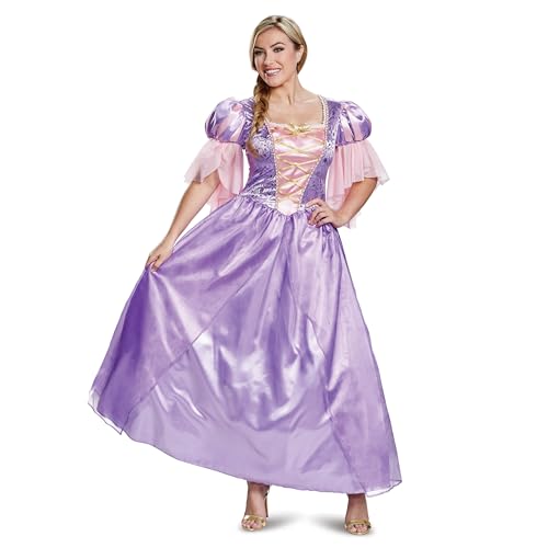 Rapunzel Costume, Official Disney Princess Rapunzel Deluxe Costume Dress, Adult Size Small (4-6)