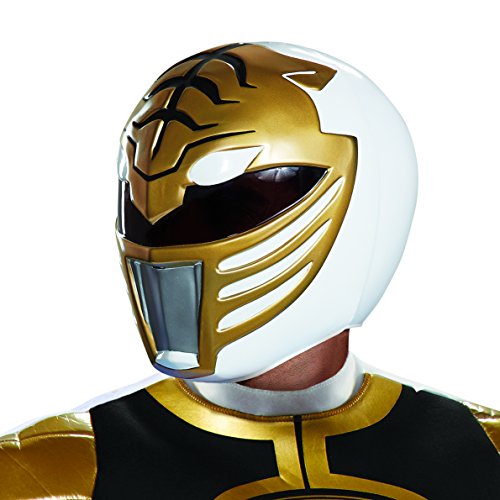 Disguise unisex adult White Ranger Helmet Sized Costumes, White, Standard US