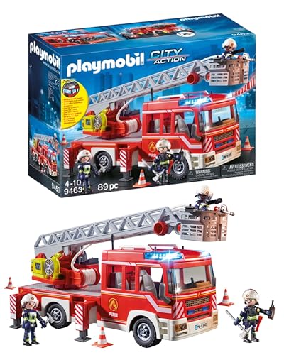 (-42%) PLAYMOBIL City Action 9463 Feuerwehr-Leiterfahrzeug mit Licht und Sound, Ab 5 Jahren
