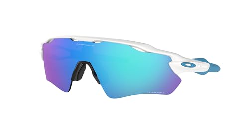 Oakley Men's OO9208 Radar EV Path Rectangular Sunglasses, Polished White Blue/Prizm Sapphire, 38 mm