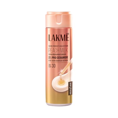 Peach Milk Moisturiser SPF 30 with 2% Pro-Ceramide | Daily UV Defense, Hydrating & Skin Barrier Repair Face Cream | Lightweight, For Dry Skin, Normal,