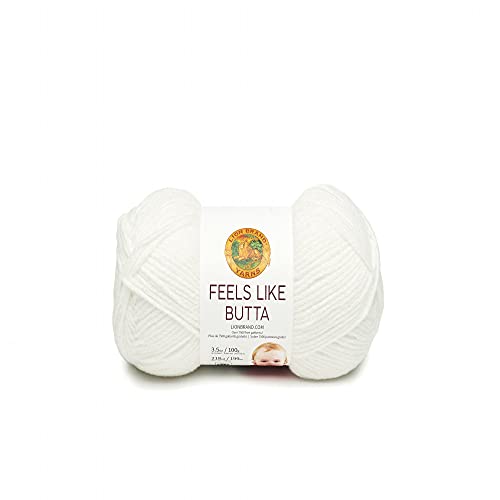 Lion Brand Yarn Feels Like Butta Yarn, Velvety-Soft Yarn for Crocheting and Knitting, 1 Pack, White